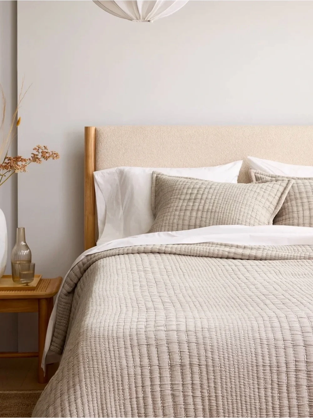 Quince Organic Cotton Channel Stitch Coverlet Set with Shams